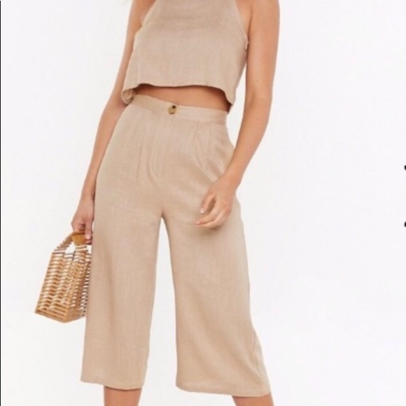 Nasty Gal Pants - Nasty Gal linen culotte set size 2